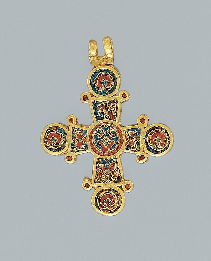 Cross, Gold and enamel worked in cloisonné, Byzantine