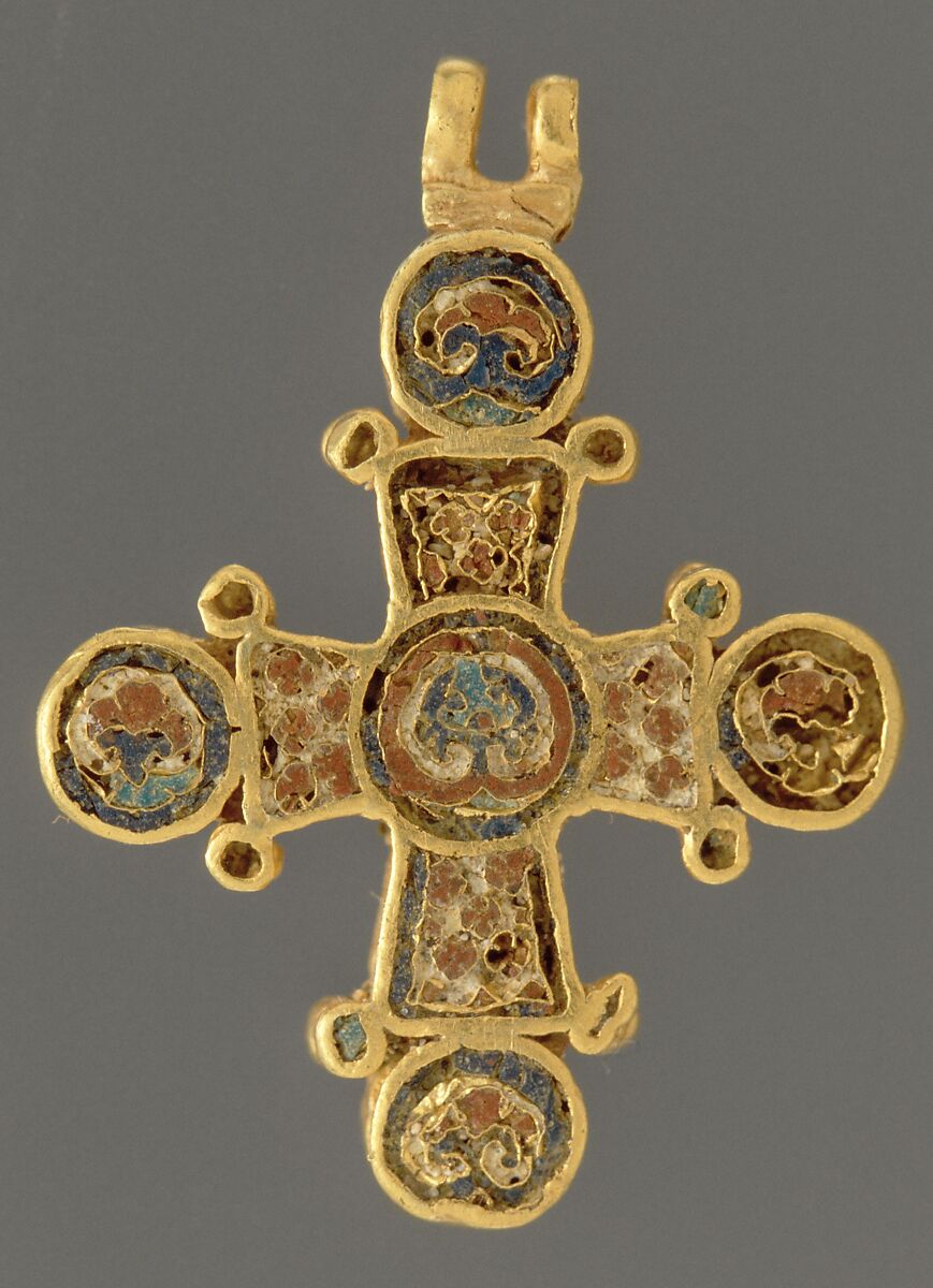 Cross, Gold and enamel worked in cloisonné, Byzantine 