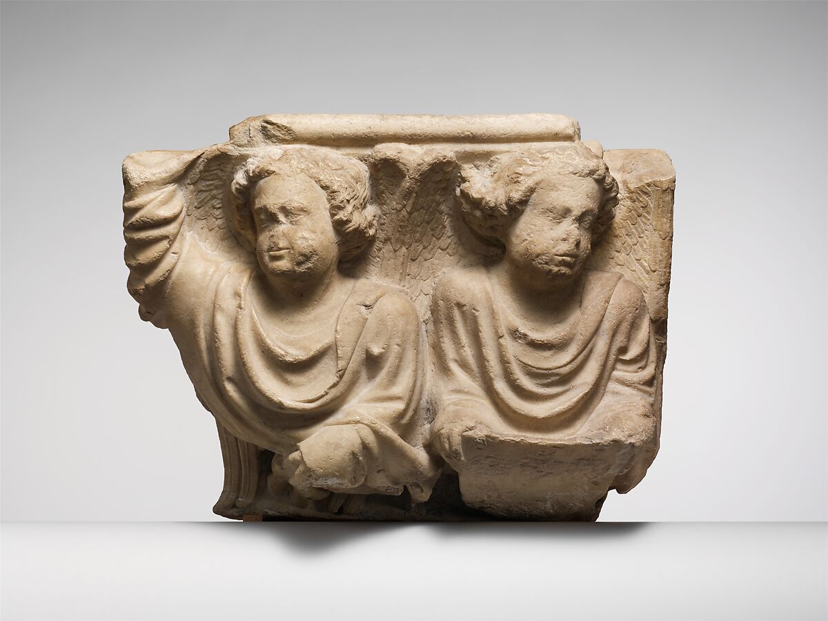 Corbel with Busts of Angels, Marble (Candoglia marble and Parian marble), Italian 