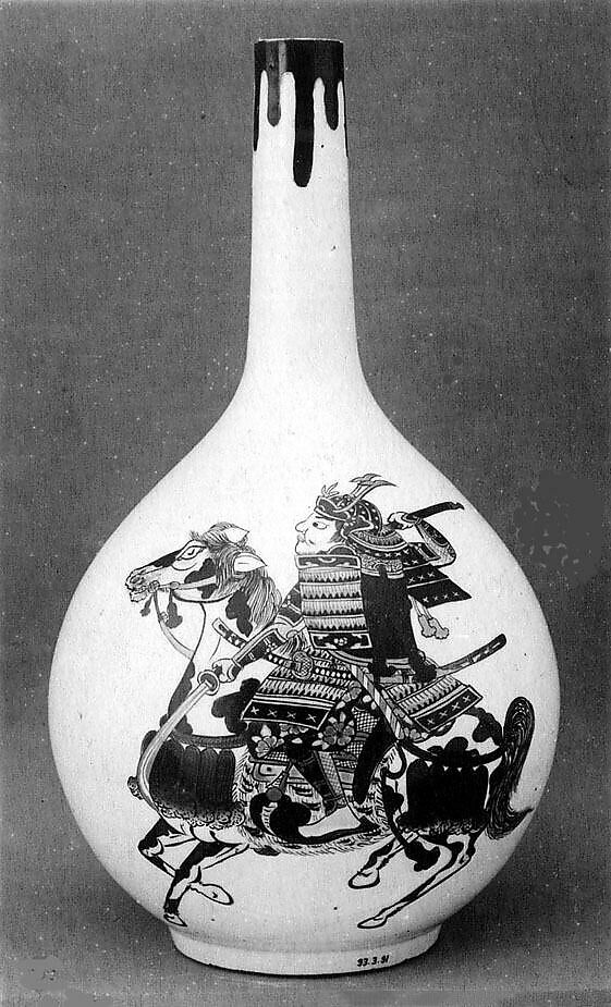 Bottle, White porcelain decorated with polychrome enamels (Arita ware), Japan 