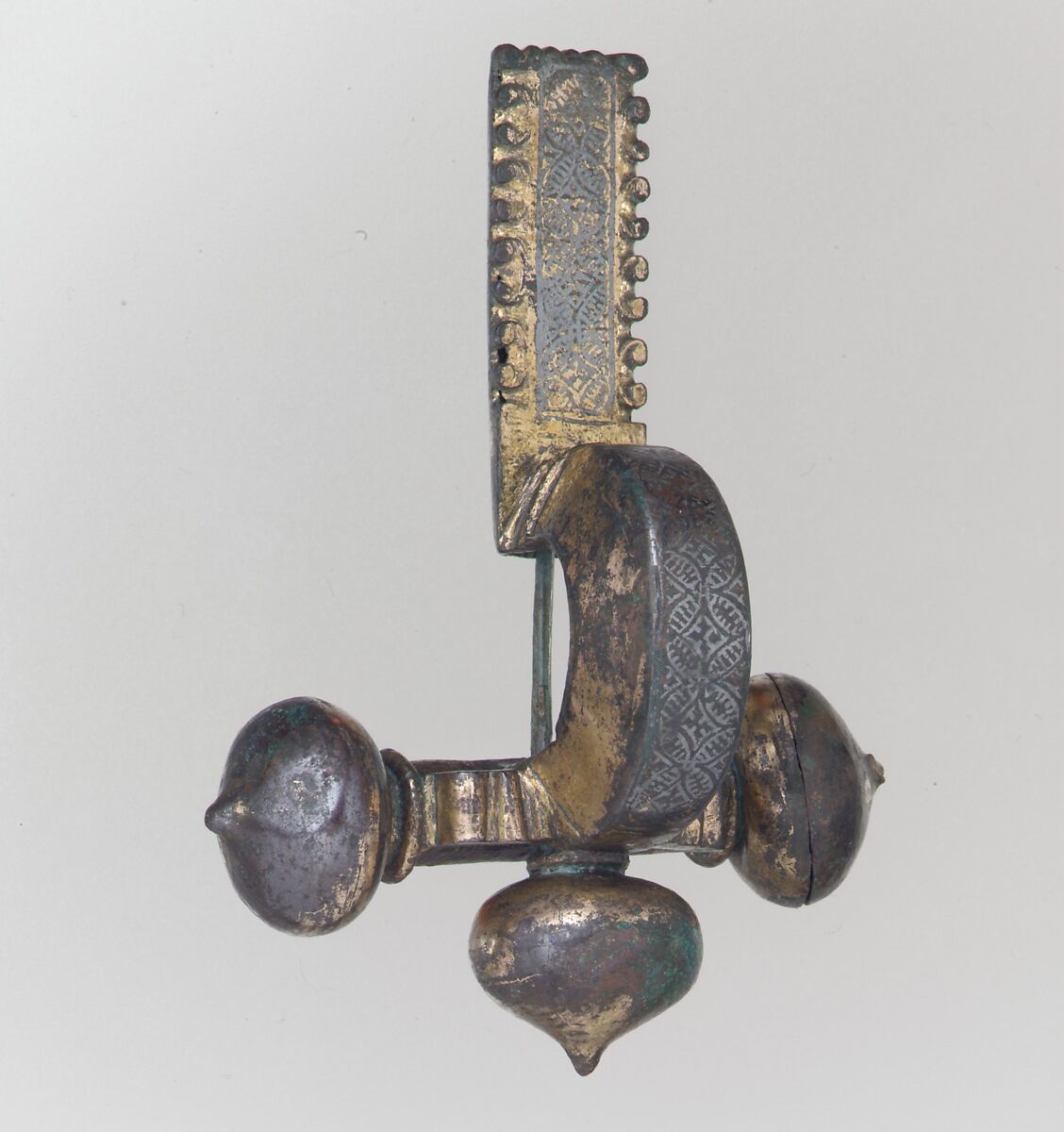 Crossbow Brooch, Gilt copper alloy with niello inlay, Late Roman or Byzantine