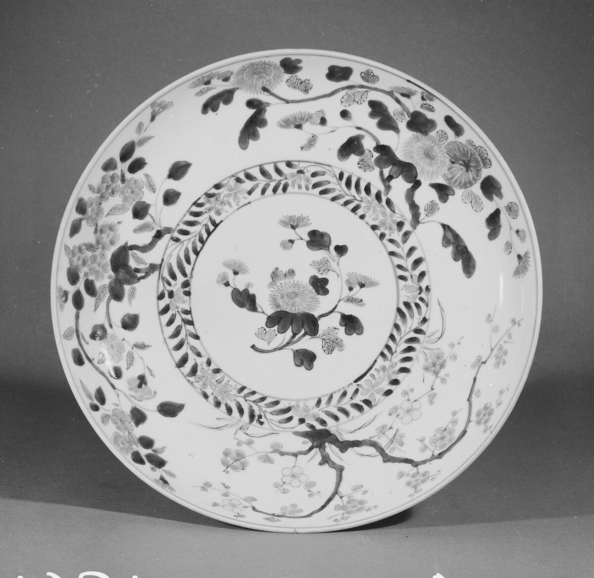 Plate, Porcelain decorated in overglaze enamels (Arita ware, Imari style), Japan 