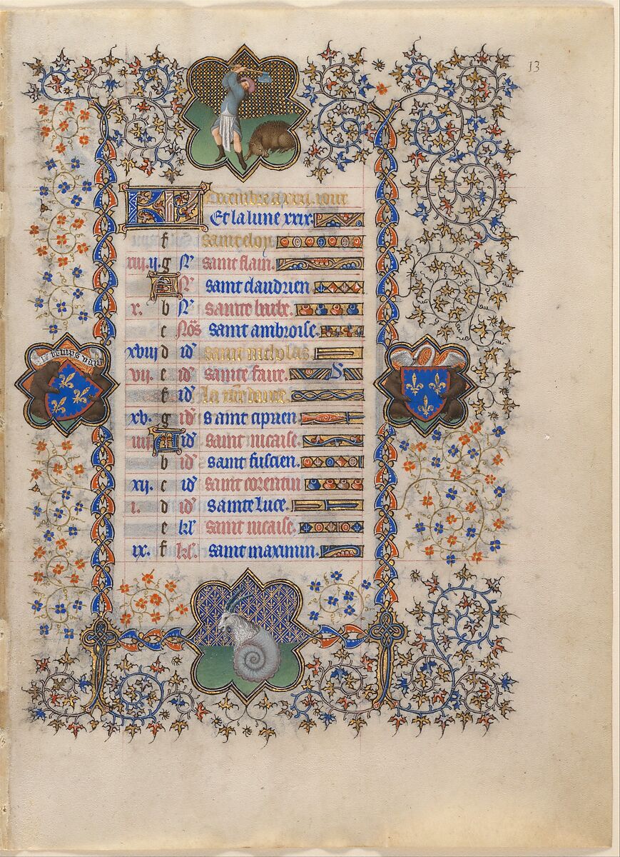 The Belles Heures of Jean de France, duc de Berry, The Limbourg Brothers (Franco-Netherlandish, active France, by 1399–1416), Tempera, gold, and ink on vellum, French