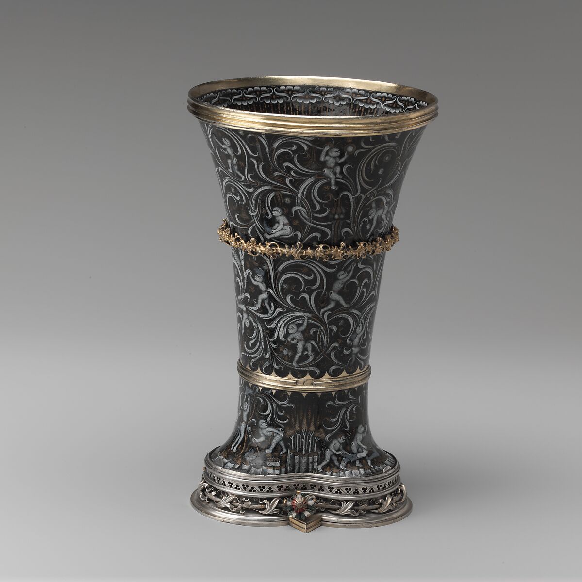 Beaker with Apes, Silver, silver gilt, and painted enamel, South Netherlandish