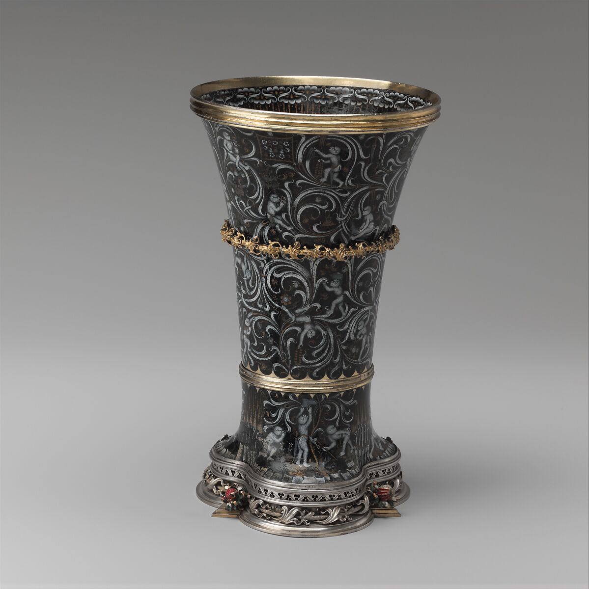 Beaker with Apes, Silver, silver gilt, and painted enamel, South Netherlandish