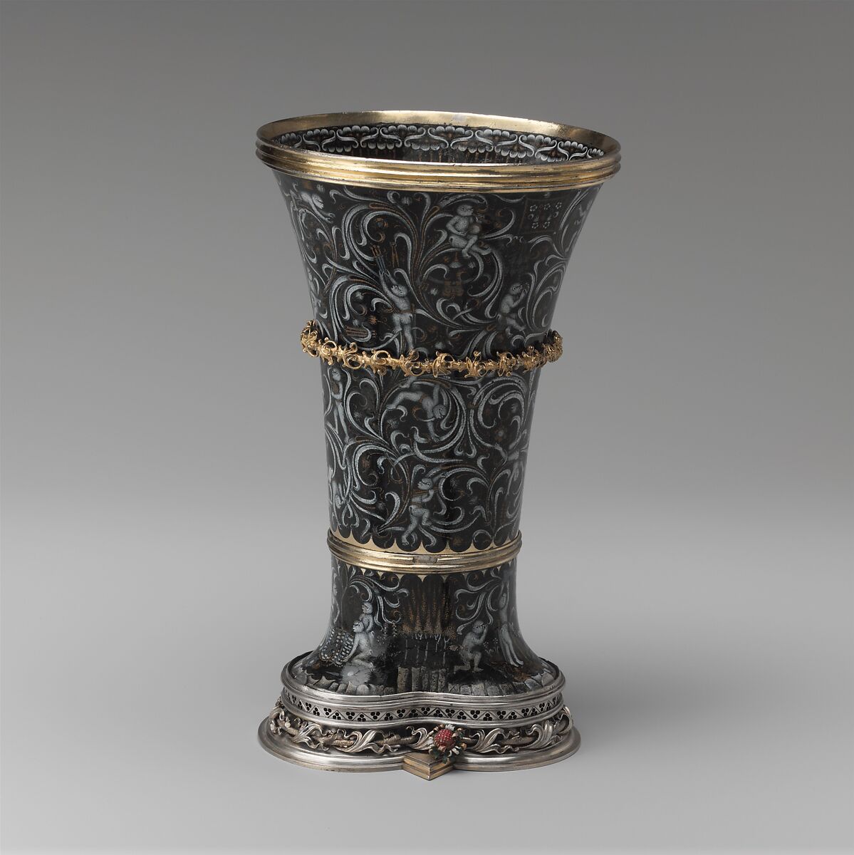 Beaker with Apes, Silver, silver gilt, and painted enamel, South Netherlandish