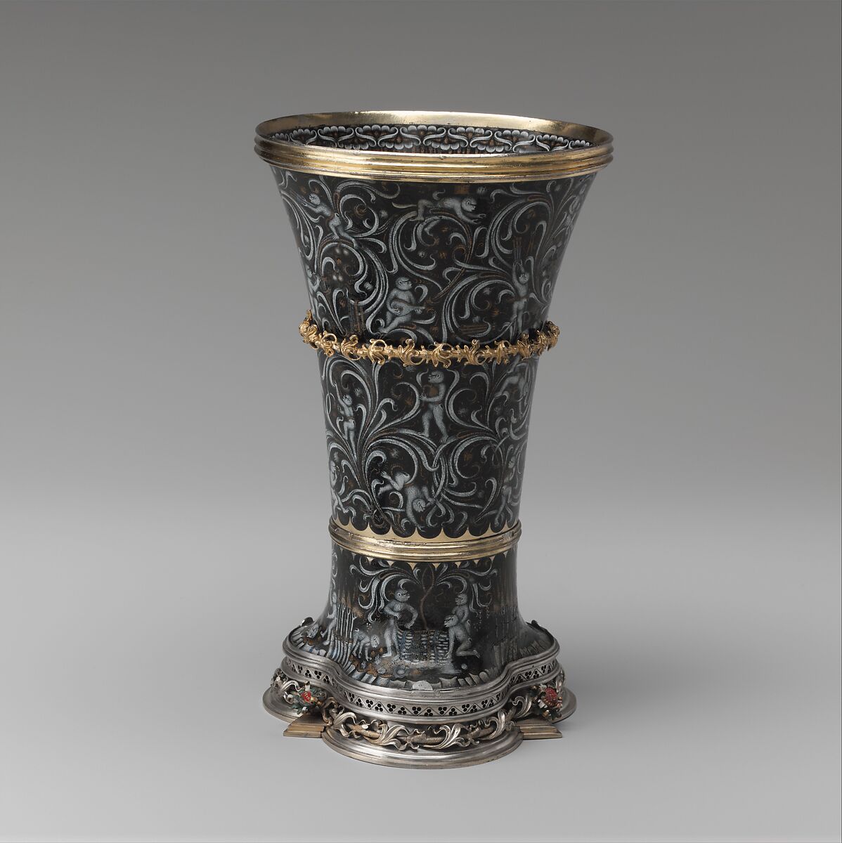 Beaker with Apes, Silver, silver gilt, and painted enamel, South Netherlandish