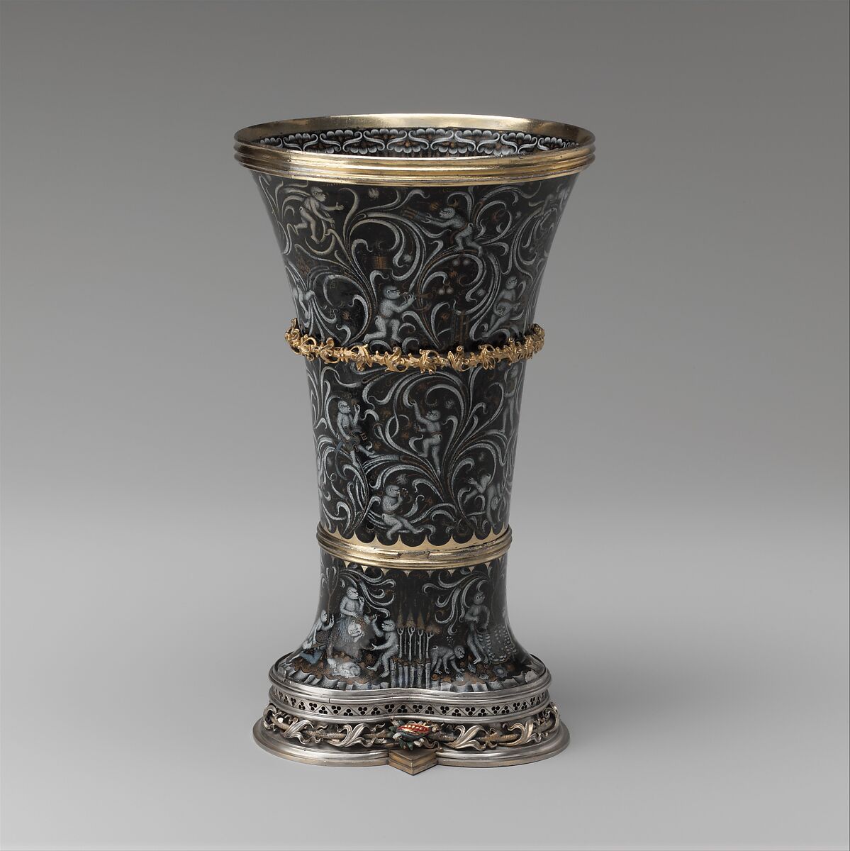 Beaker with Apes, Silver, silver gilt, and painted enamel, South Netherlandish