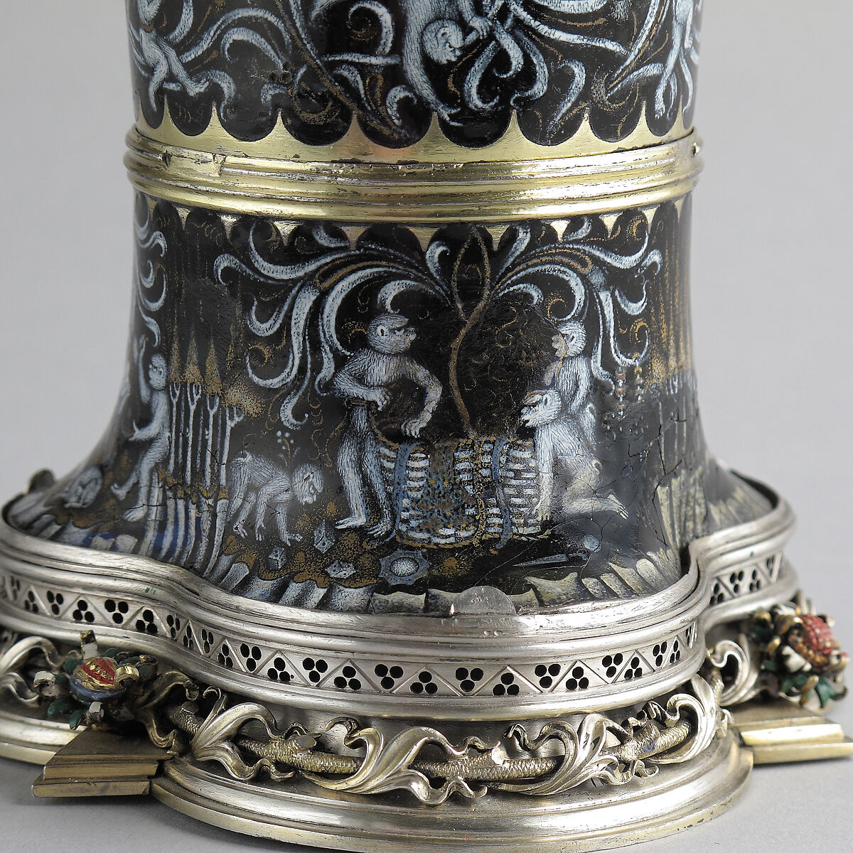 Beaker with Apes, Silver, silver gilt, and painted enamel, South Netherlandish