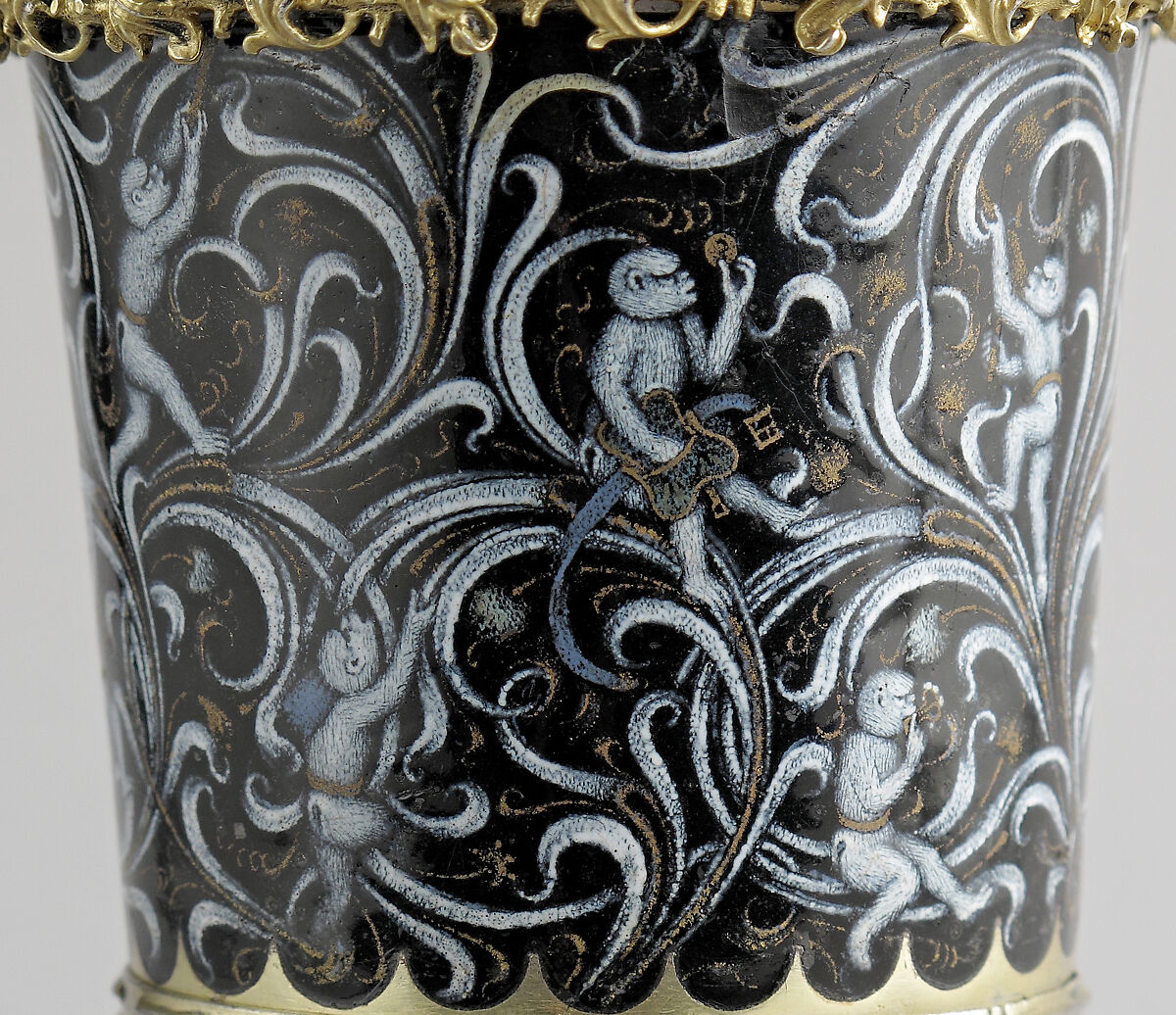 Beaker with Apes, Silver, silver gilt, and painted enamel, South Netherlandish