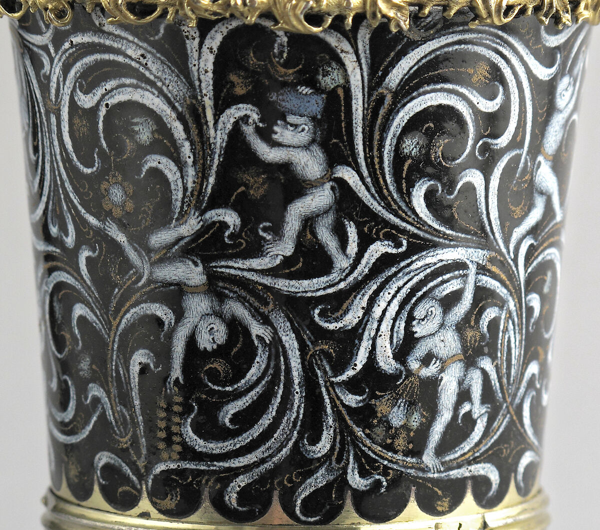 Beaker with Apes, Silver, silver gilt, and painted enamel, South Netherlandish