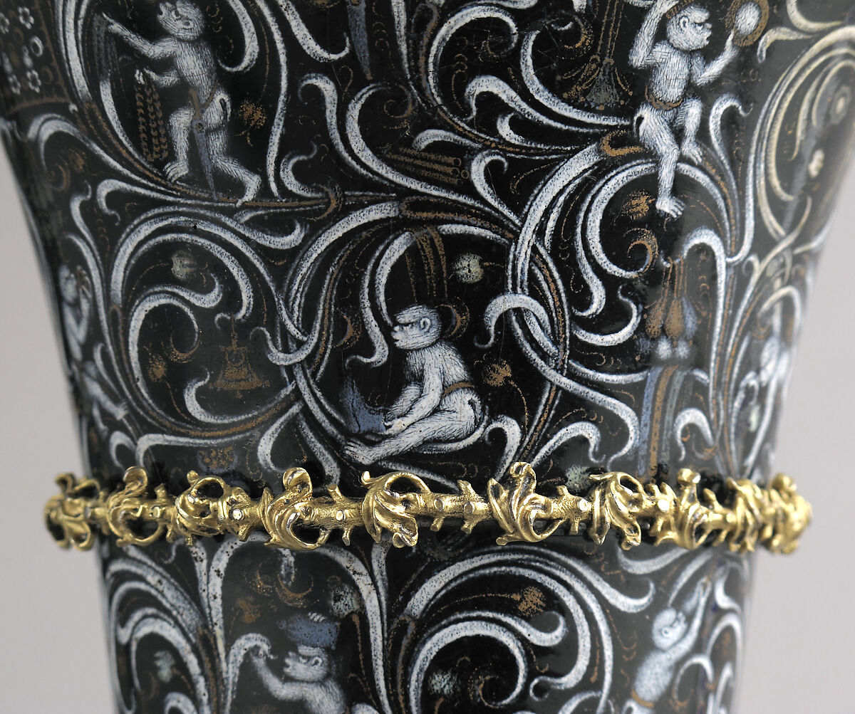 Beaker with Apes, Silver, silver gilt, and painted enamel, South Netherlandish