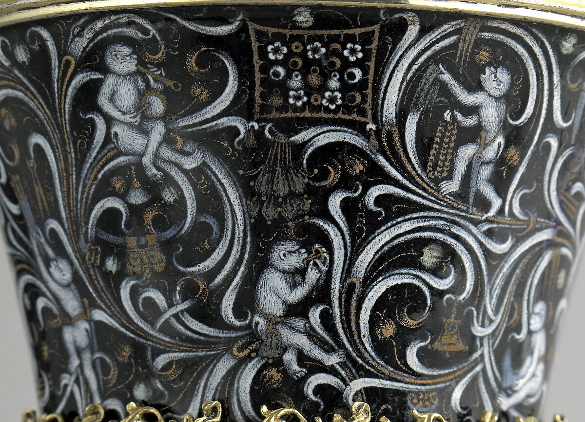 Beaker with Apes, Silver, silver gilt, and painted enamel, South Netherlandish
