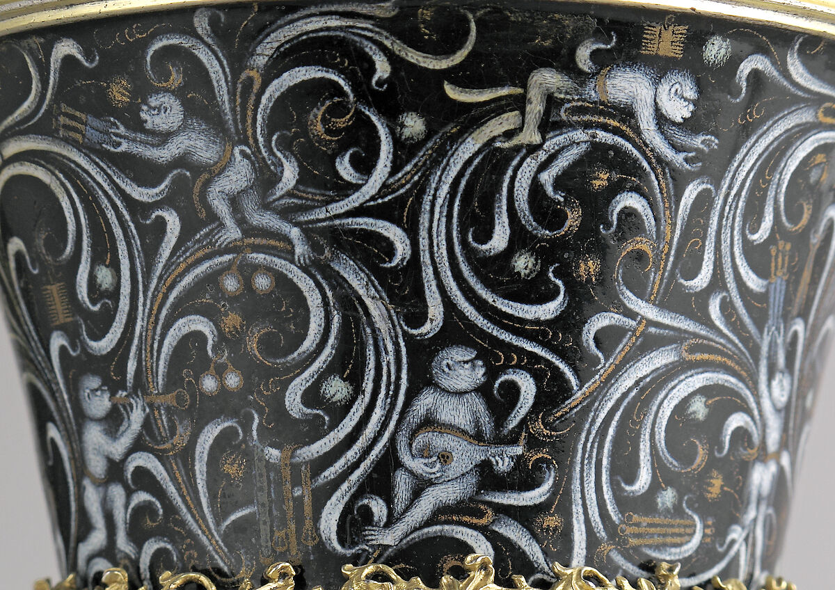Beaker with Apes, Silver, silver gilt, and painted enamel, South Netherlandish