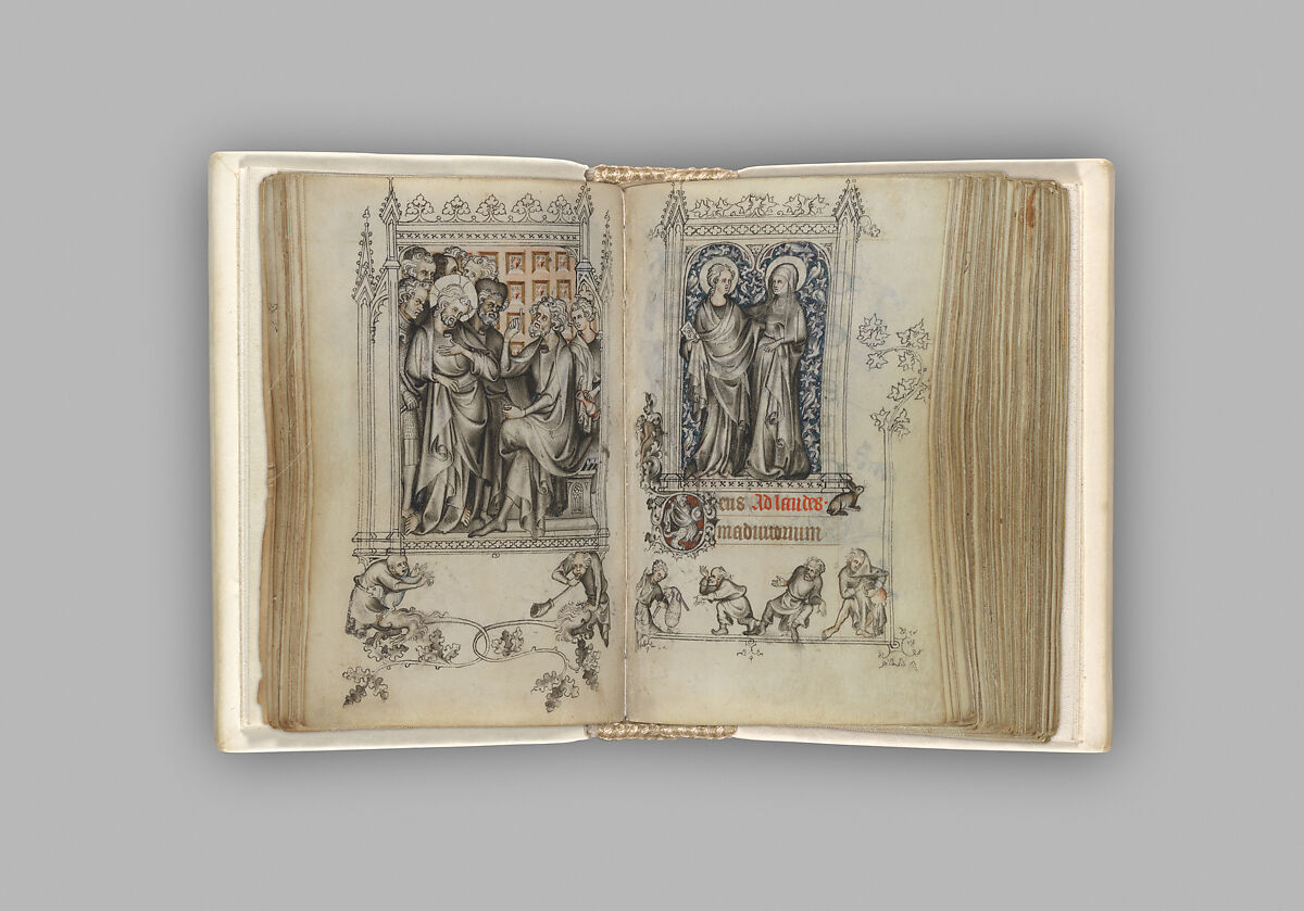 The Hours of Jeanne d'Evreux, Queen of France, Jean Pucelle (French, active Paris, 1319–34), Grisaille, tempera, and ink on vellum, French