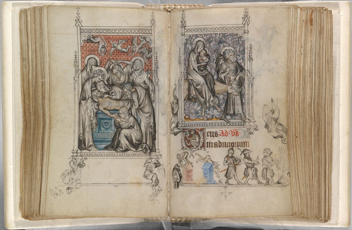 The Hours of Jeanne d'Evreux, Queen of France, Jean Pucelle (French, active Paris, 1319–34), Grisaille, tempera, and ink on vellum, French