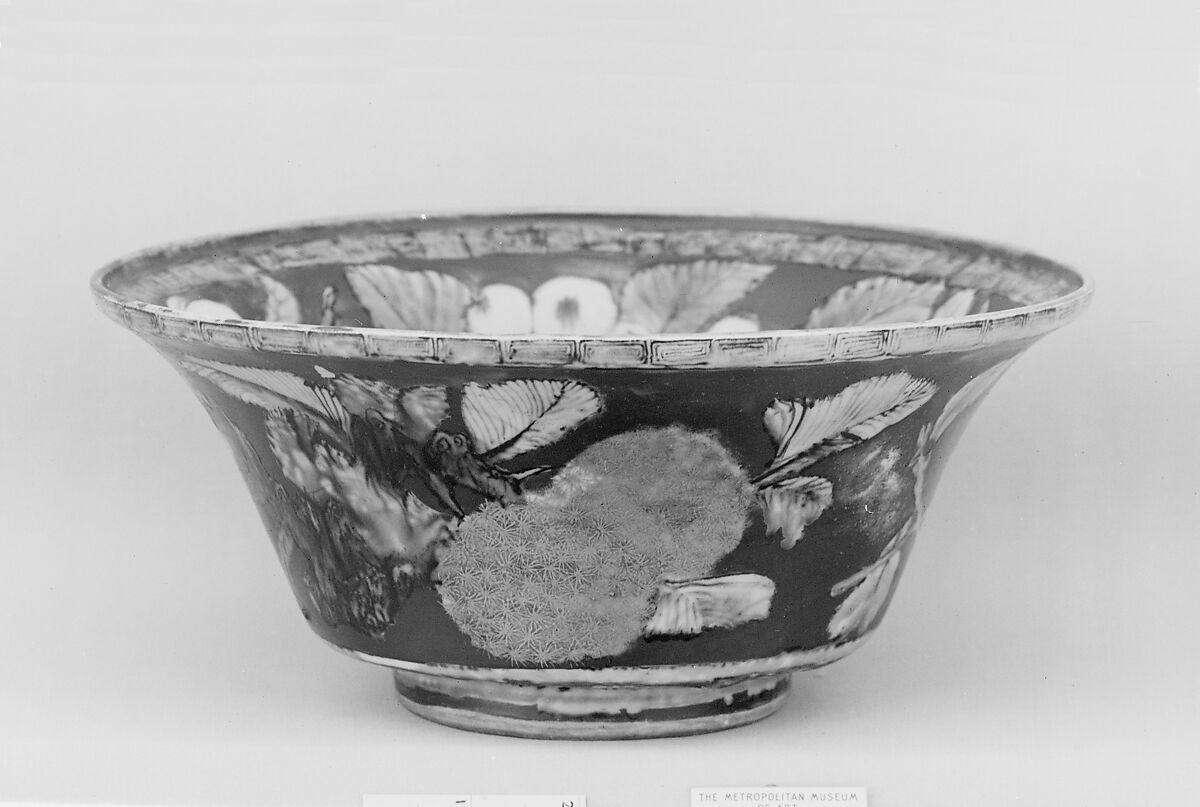 Large Bowl, Pottery decorated in five colors (Meppotani ware), Japan 