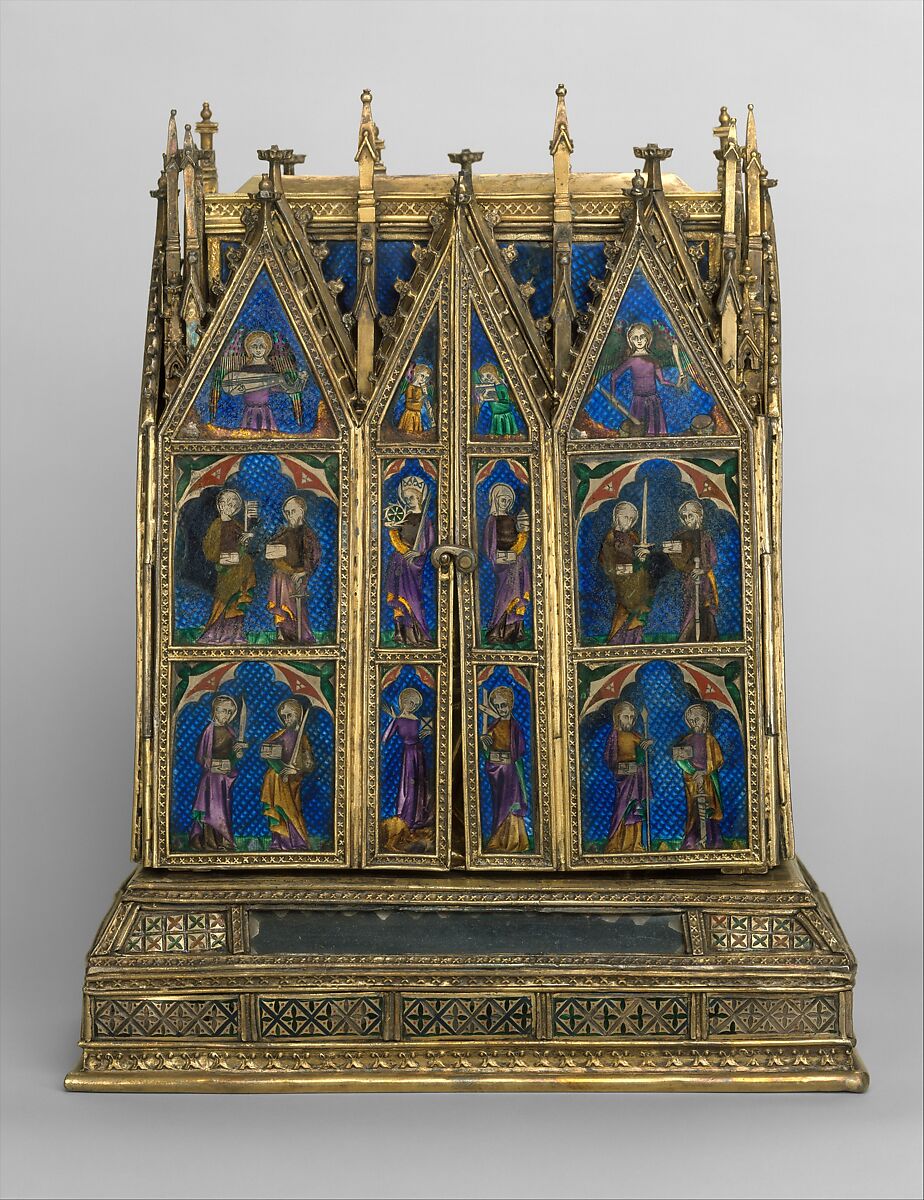 Reliquary Shrine, Attributed to Jean de Touyl (French, died 1349/50), Gilded silver, translucent enamel, paint, French