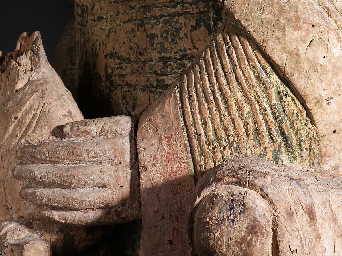 Enthroned Virgin and Child, Birch with paint and glass, French