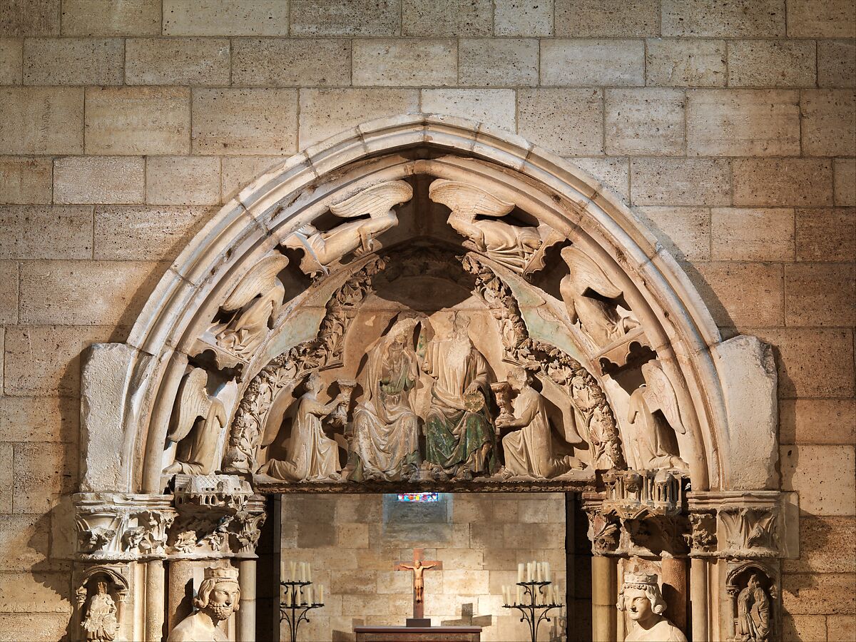 Doorway from Moutiers-Saint-Jean, White oolitic limestone with traces of paint, French