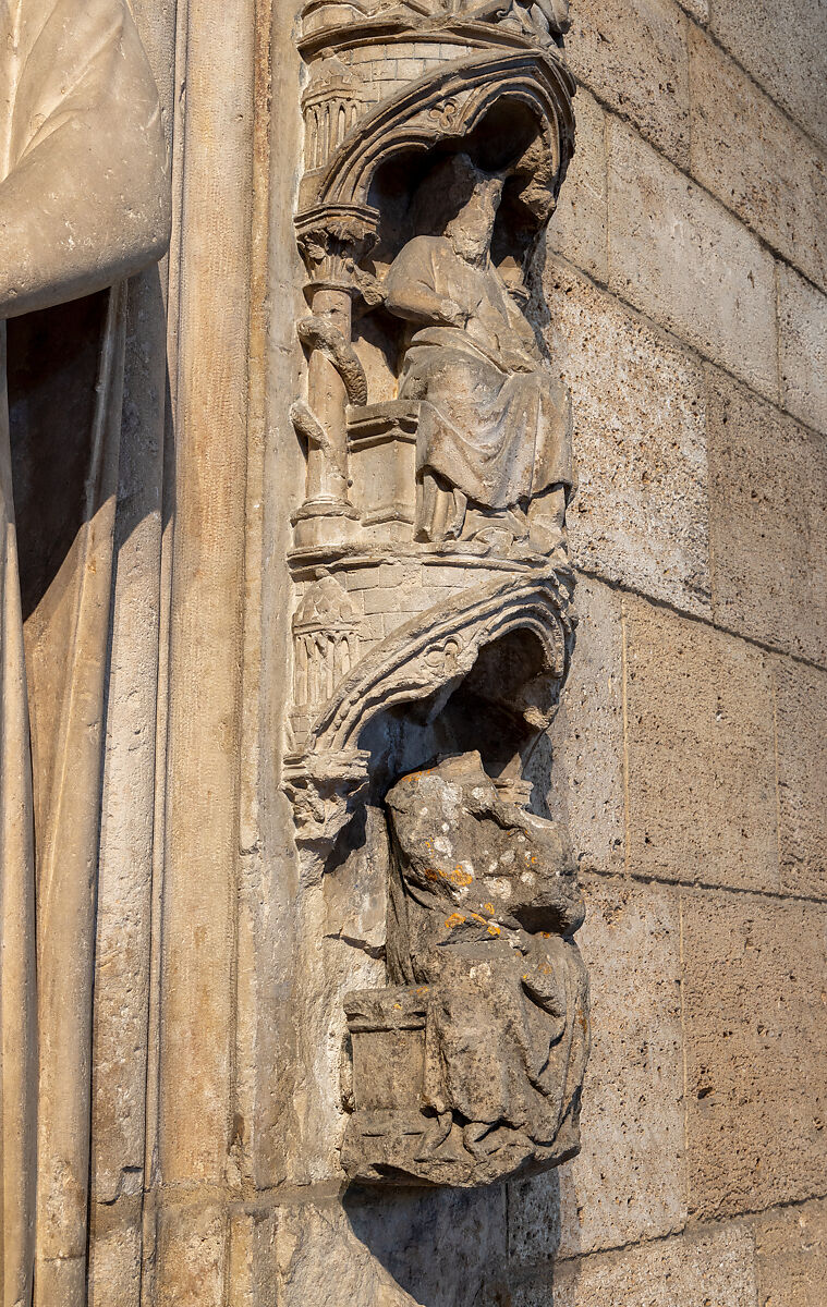 Doorway from Moutiers-Saint-Jean, White oolitic limestone with traces of paint, French