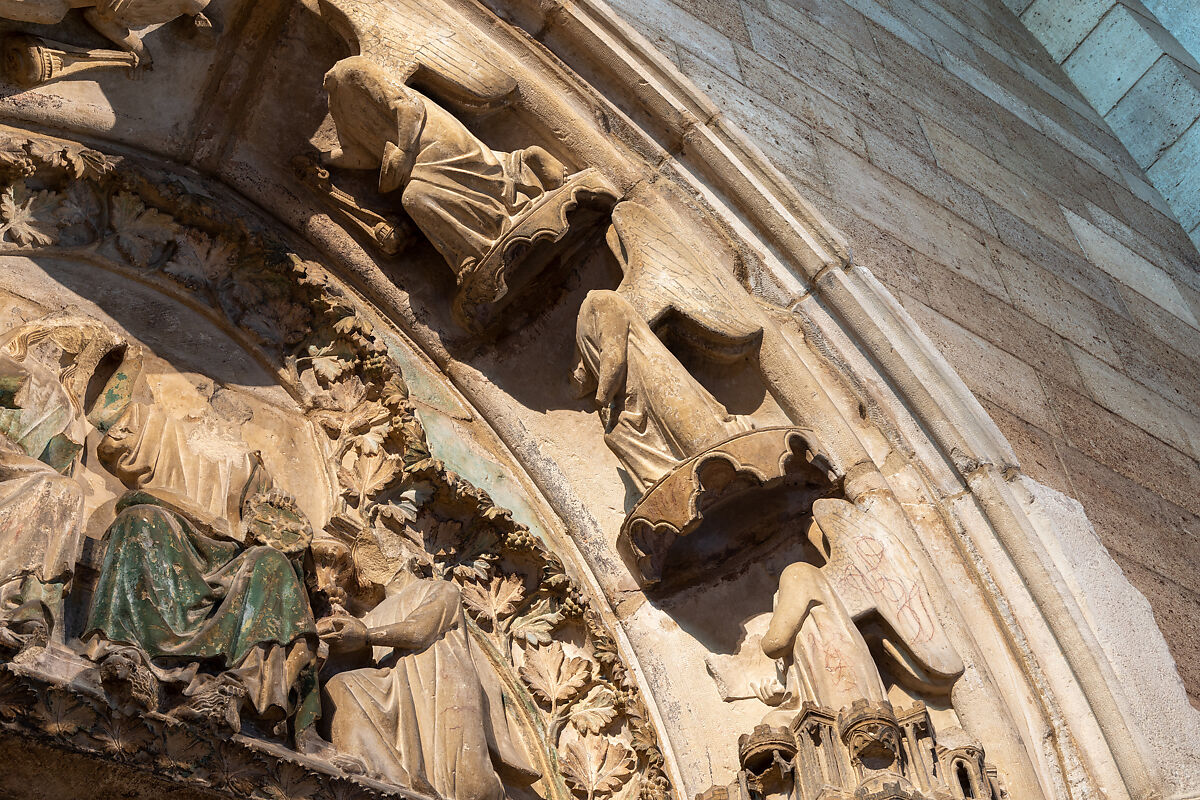 Doorway from Moutiers-Saint-Jean, White oolitic limestone with traces of paint, French