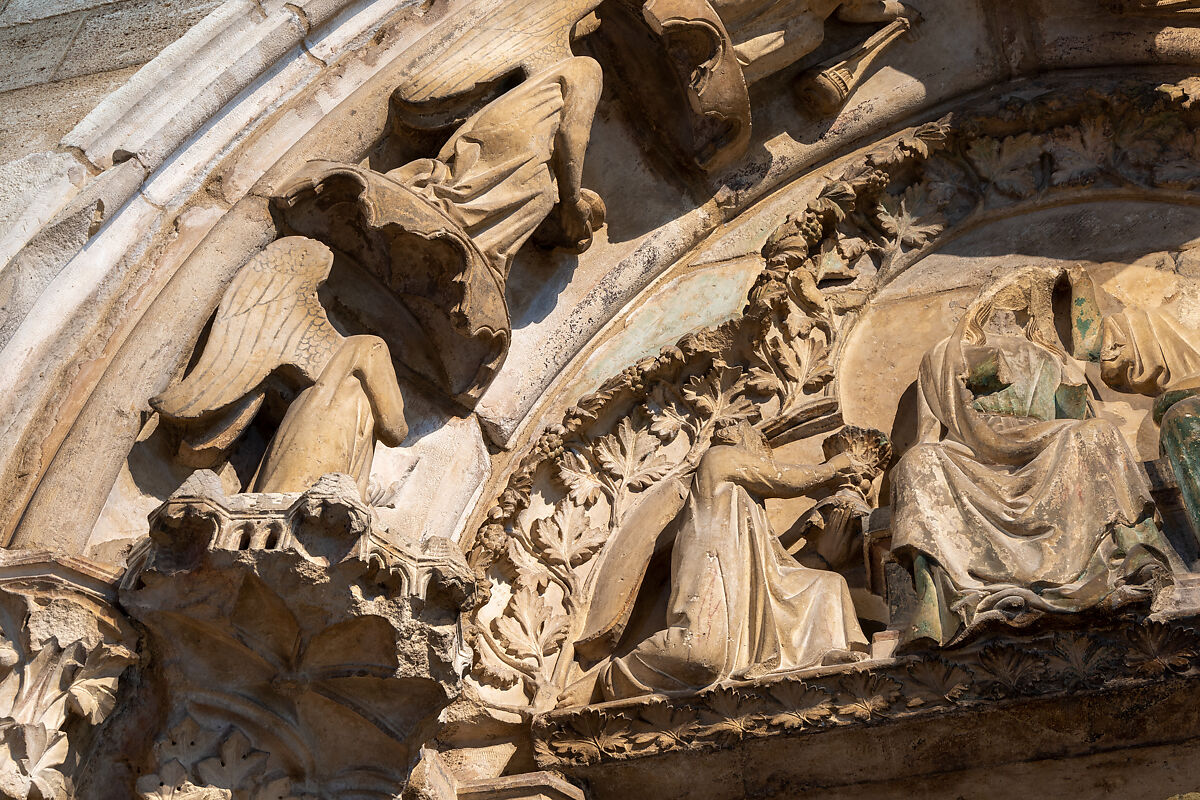 Doorway from Moutiers-Saint-Jean, White oolitic limestone with traces of paint, French
