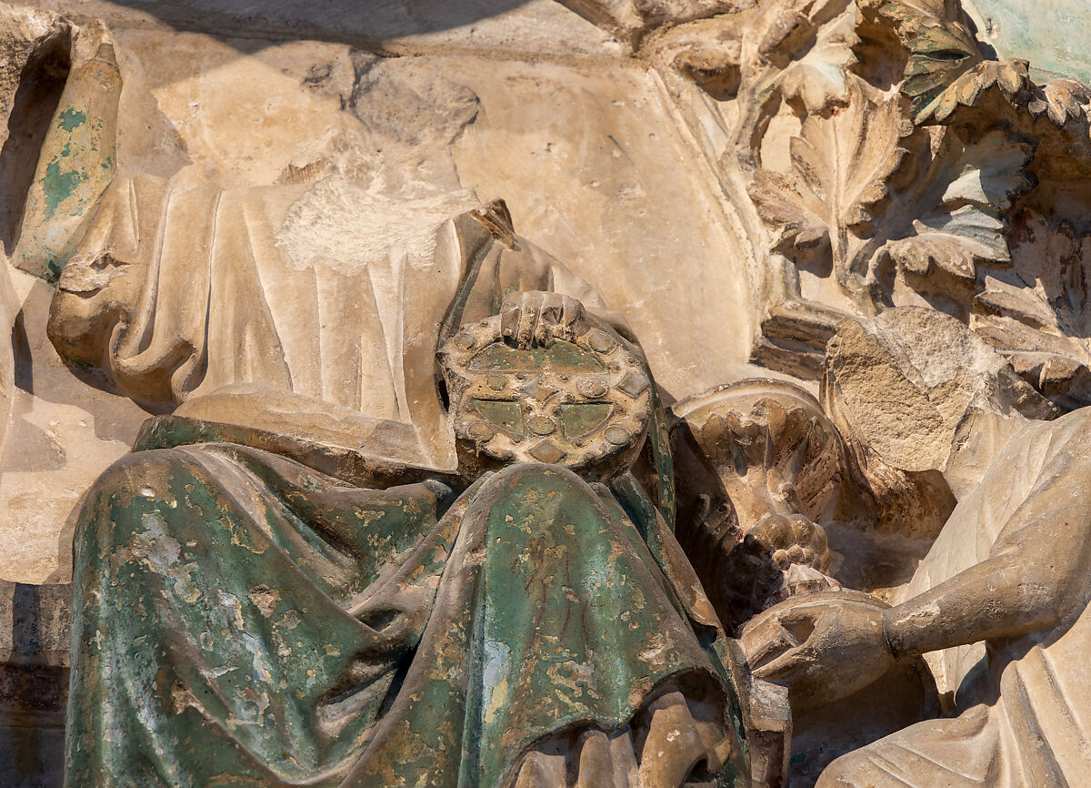 Doorway from Moutiers-Saint-Jean, White oolitic limestone with traces of paint, French