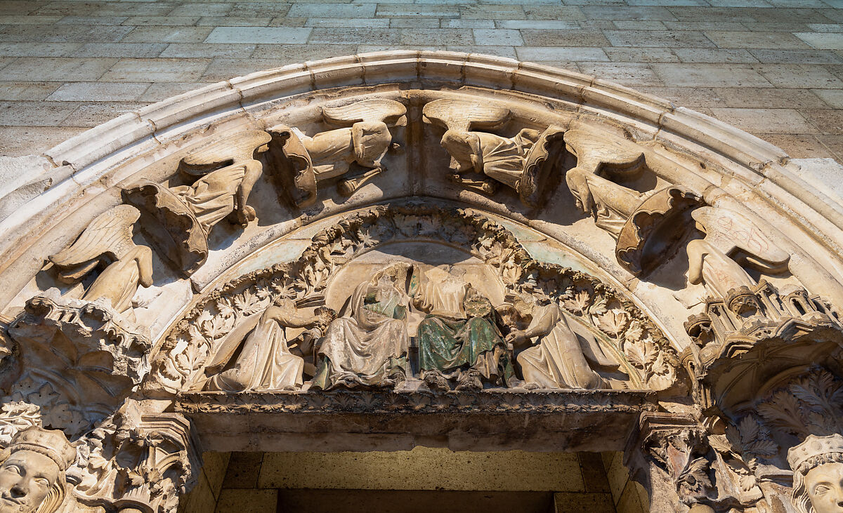 Doorway from Moutiers-Saint-Jean, White oolitic limestone with traces of paint, French