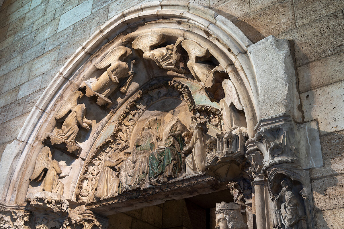 Doorway from Moutiers-Saint-Jean, White oolitic limestone with traces of paint, French