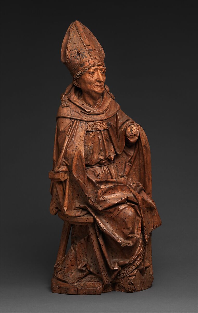 Seated Bishop, Tilman Riemenschneider (German, 1460–1531), Limewood and gray-black stain, German 
