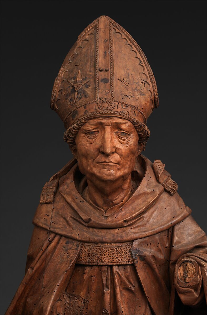Seated Bishop, Tilman Riemenschneider (German, 1460–1531), Limewood and gray-black stain, German