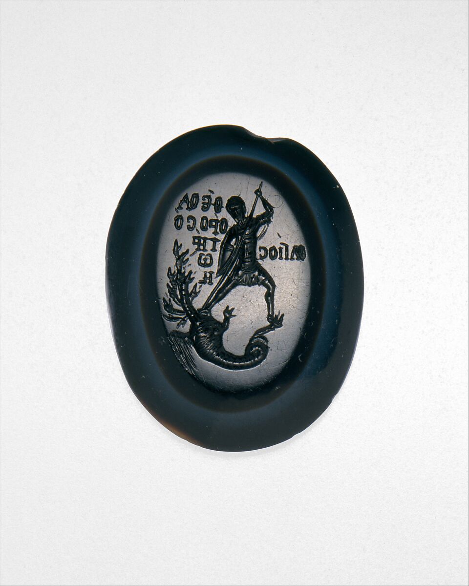 Intaglio with Saint Theodore Teron Slaying a Many-Headed Dragon