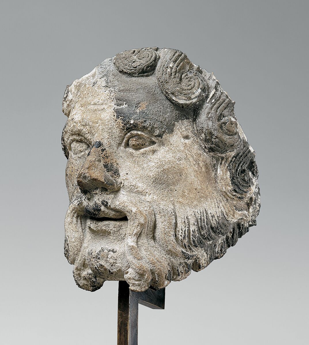 Head of a Bearded Man, Limestone, French 