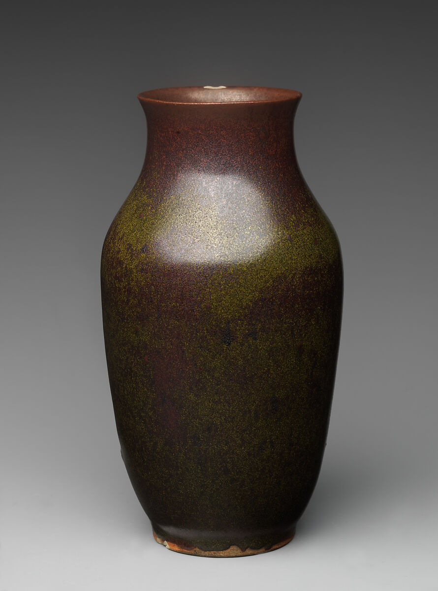 Vase, Clay covered with speckled glaze (Takatori ware), Japan
