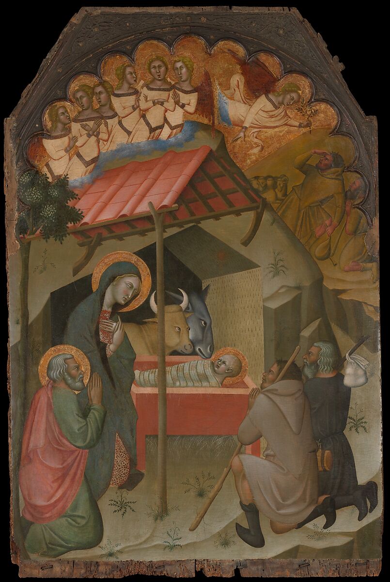 The Adoration of the Shepherds, Bartolo di Fredi  Italian, Tempera on poplar, gilding, Italian