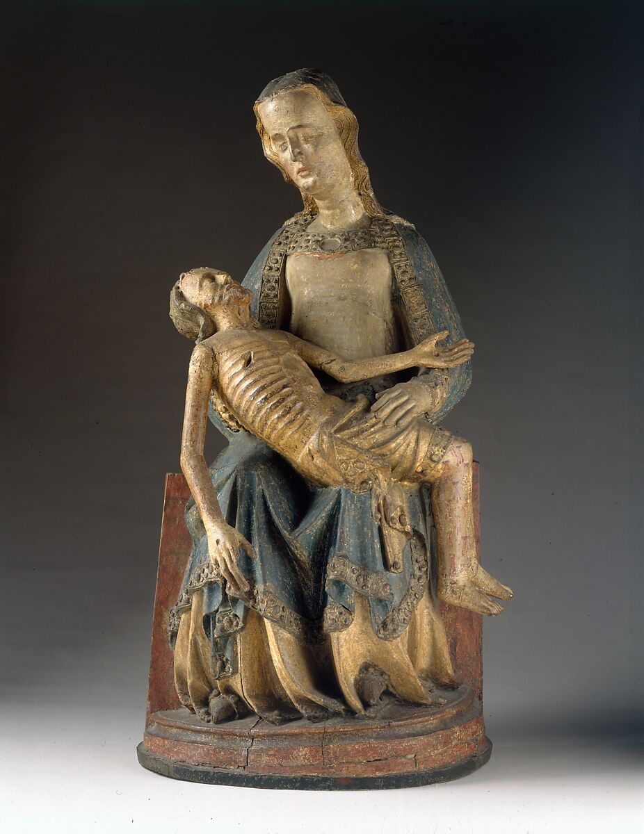 Pietà (Vesperbild), Poplar, plaster, paint, gilt, German