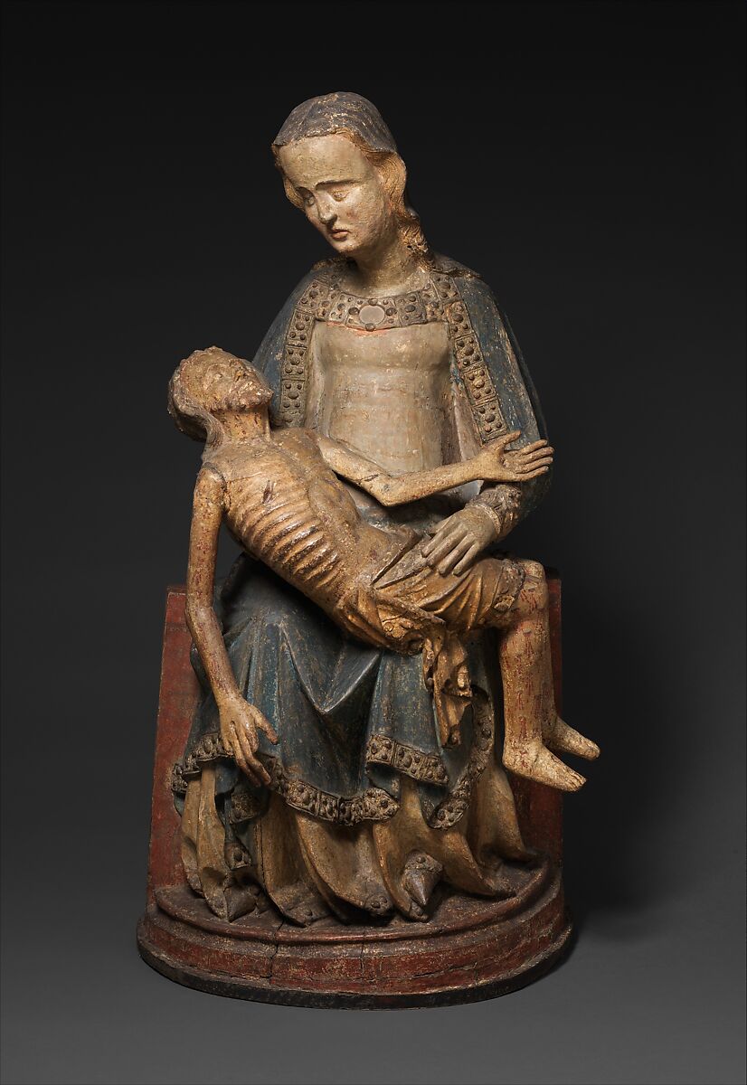 Pietà (Vesperbild), Poplar, plaster, paint, gilt, German 