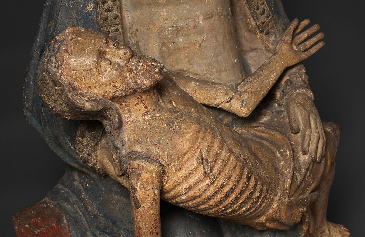 Pietà (Vesperbild), Poplar, plaster, paint, gilt, German