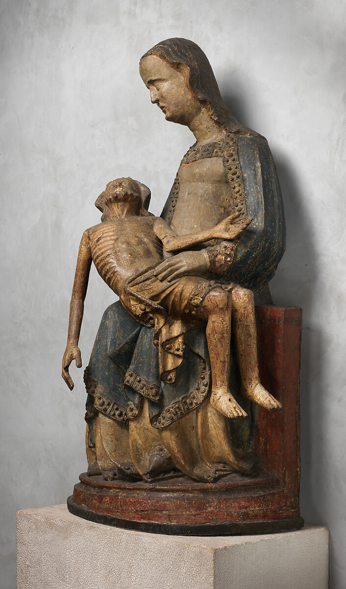 Pietà (Vesperbild), Poplar, plaster, paint, gilt, German