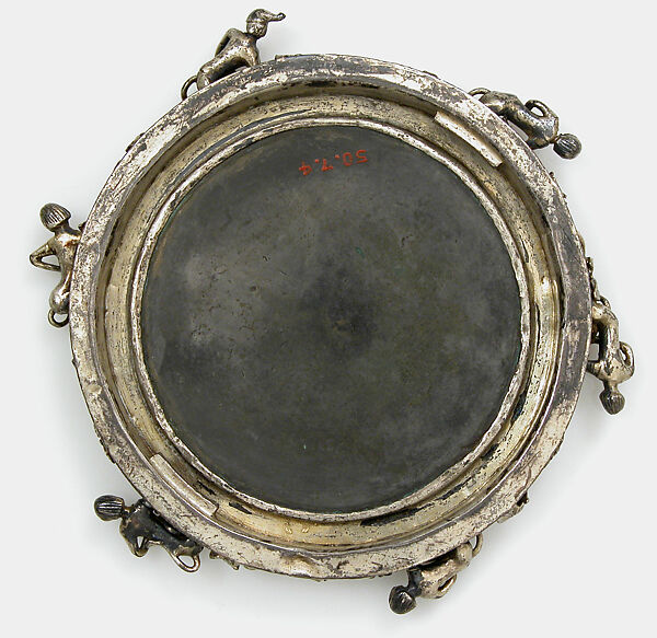 Mirror Back, Workshop of Louis Marcy (Luigi Parmeggiani) (Italian, 1860–1945) (?), Gilded silver and translucent enamel, French