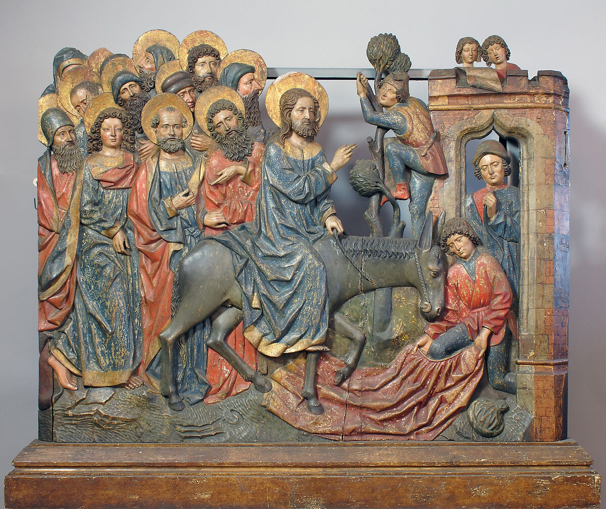 Entry into Jerusalem Relief, Wood, paint, gilt, German 