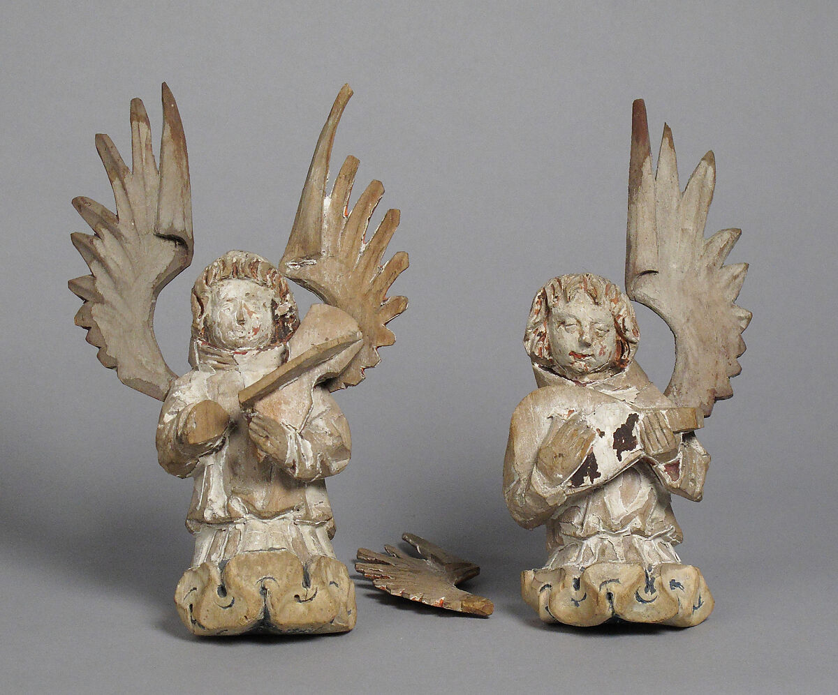 Angel Playing Instrument, Wood, paint, French 