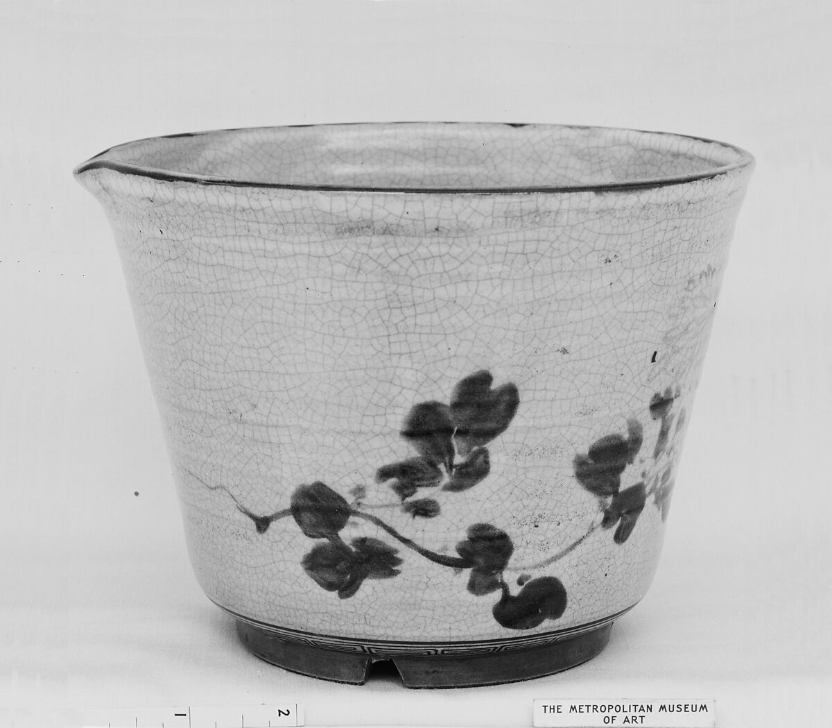 Water Pot, Clay covered with transparent crackled glaze over design; foot enameled (Banko ware), Japan 