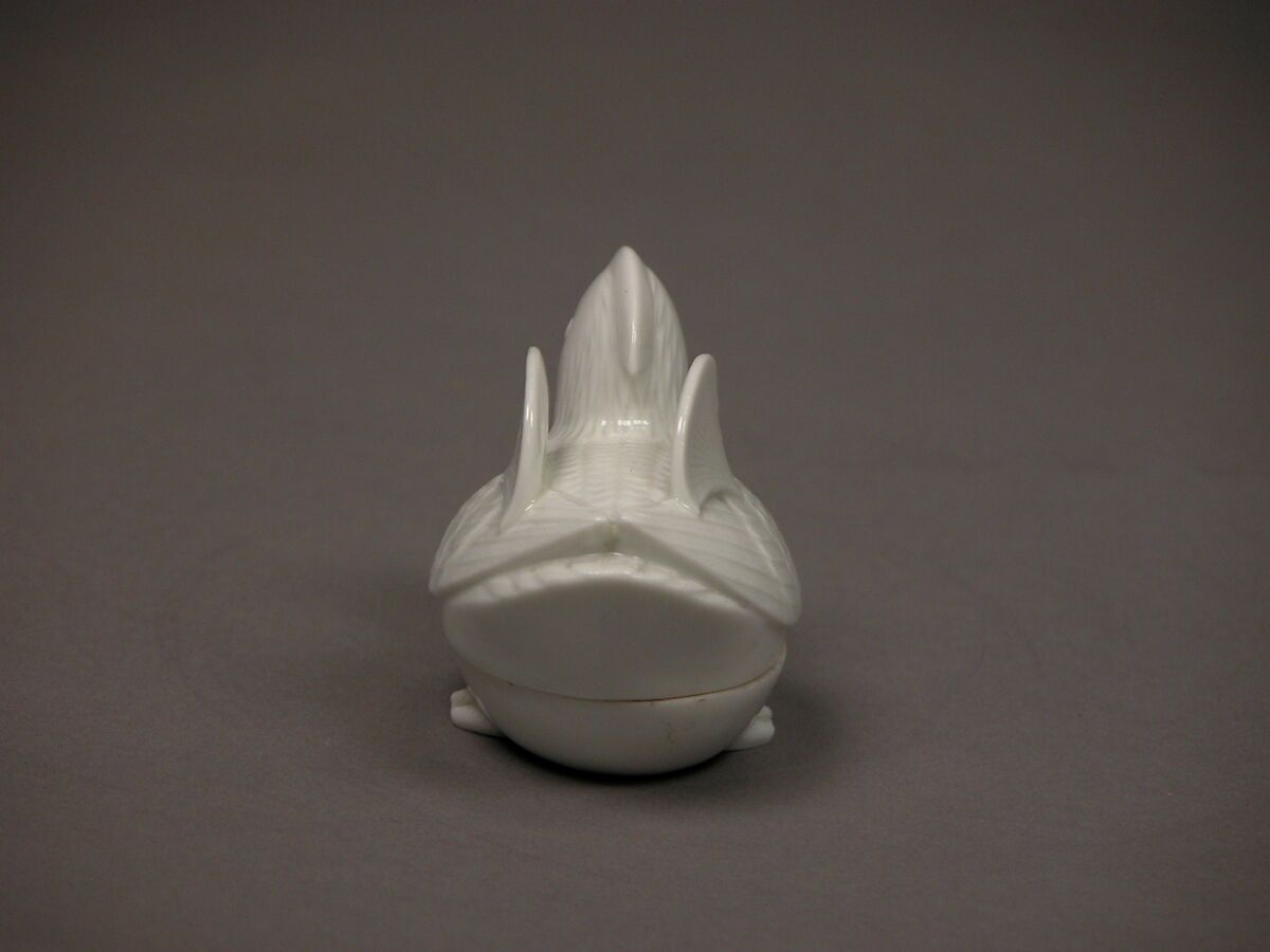 Covered incense box In form of mandarin duck, White porcelain (Hirado ware), Japan