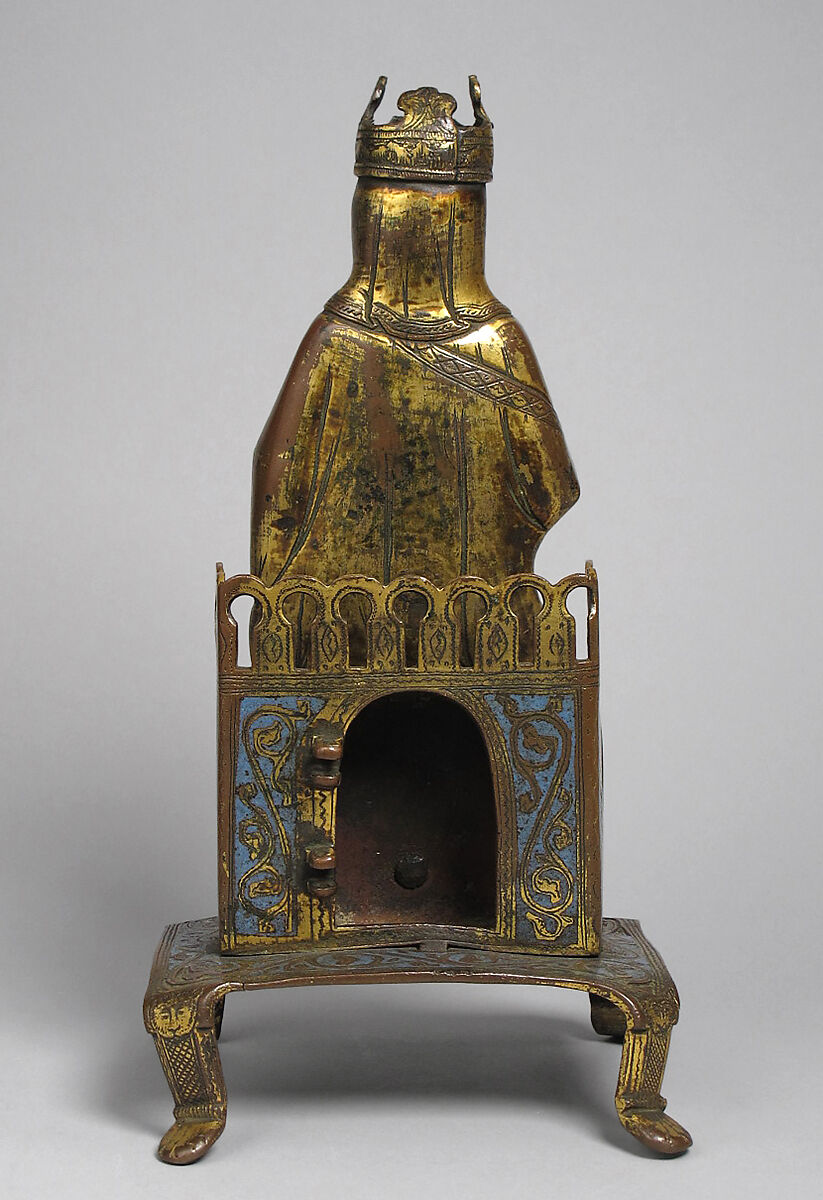 Seated Virgin and Child, Copper-gilt, champlevé enamel, French