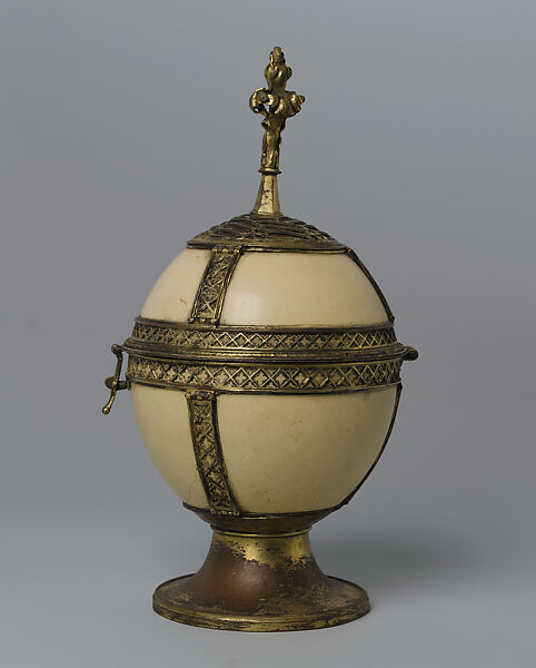 Covered Cup, Ostrich egg, gilded copper, European