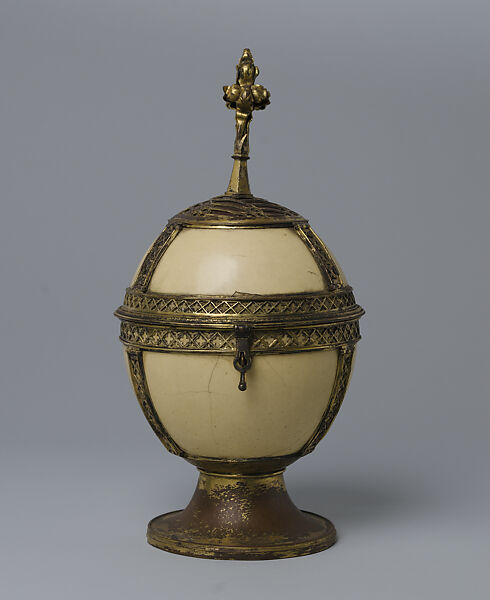 Covered Cup, Ostrich egg, gilded copper, European 