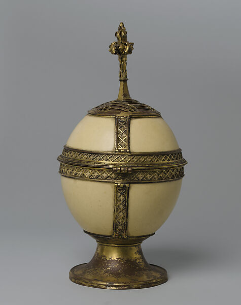 Covered Cup, Ostrich egg, gilded copper, European