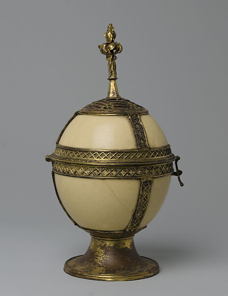 Covered Cup, Ostrich egg, gilded copper, European